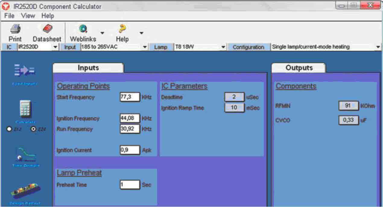 Панель расчета навесных компонентов контроллера программы Ballast Designers