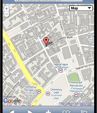 Карта с указанием местоположения устройства